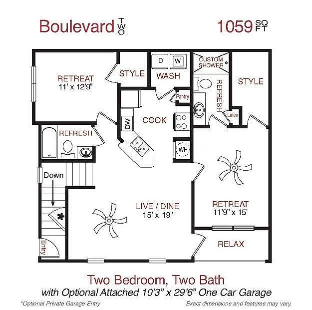 Floor plan Boulevard Two Garage