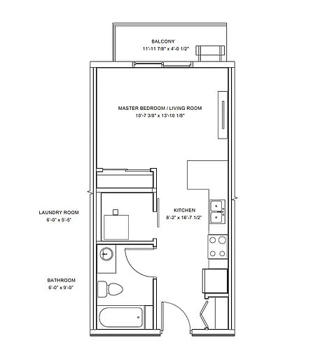 Floor plan Studio (413 sq.ft)