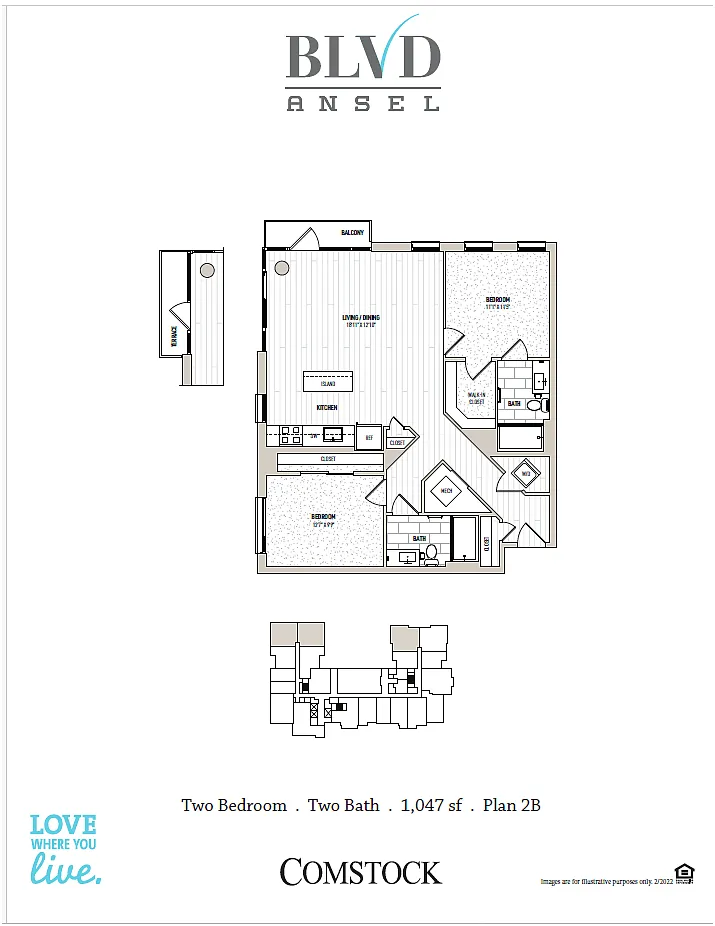 Floor plan 2 Bed/2 Bath-2B