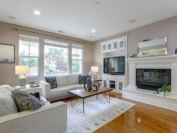 Living room with beautiful fireplace