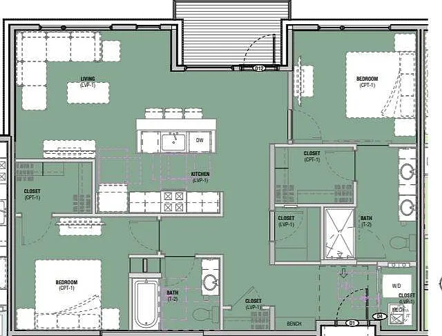 2 Bedroom 2 Bedroom