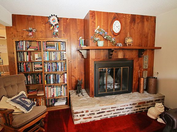Walnut wood burn fireplace. 