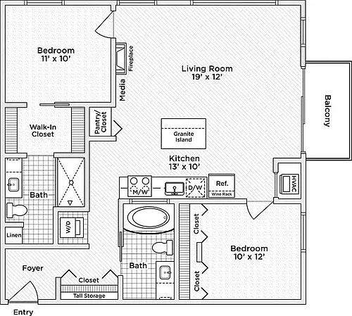 Floor plan 2 Bedroom - C