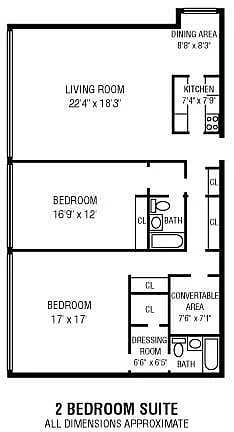 Floor plan Charles Towers 2 Bed 2 Bath