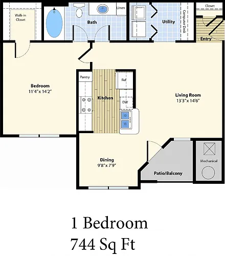 Floor plan One Bedroom A