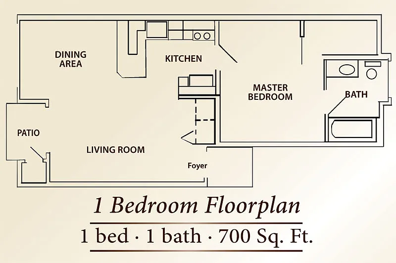 Floor plan 1 Bedroom 1 Bath--North community