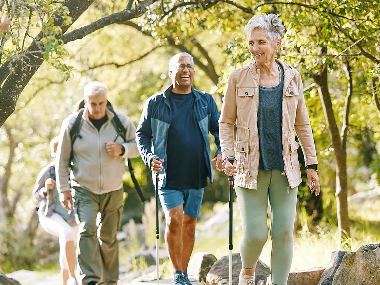 Group of seniors out for nature walk