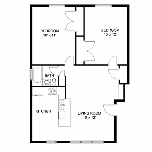 Floor plan 2 Bedroom 1 Bathroom (A)