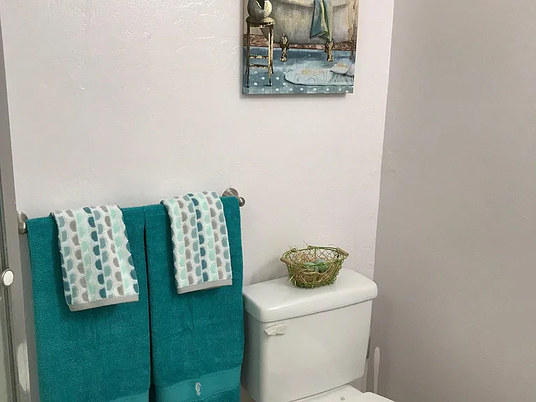 Full bath includes rain shower, sink, commode, full length mirror, closet and dressing room.