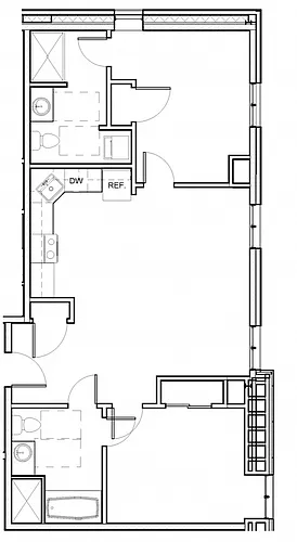 Floor plan 2 Bed 2 Bath 202-602