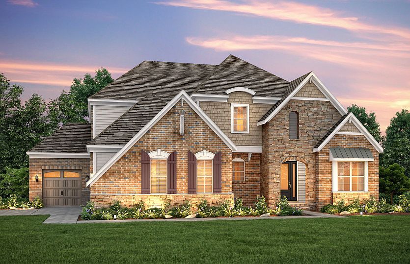 Brunswick Exterior 8 features brick, stone accents and covered front door