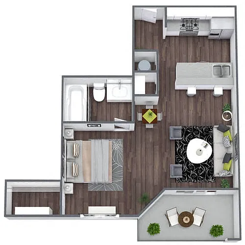 Floor plan S2: 0 Bed 1 Bath