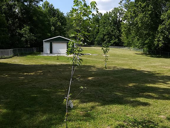 Back lawn, fruit trees and storage