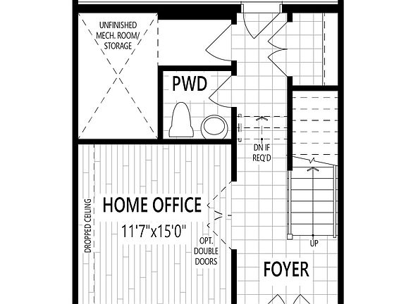 Home Office W Powder Room In Lieu of Recreation Room