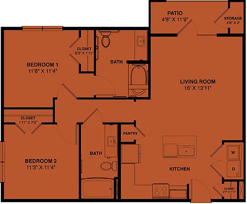 Floor plan B2 Accessible 80% (Income Restrictions Apply)