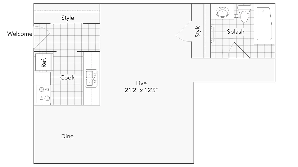 Floor plan Des Plaines North - Studio