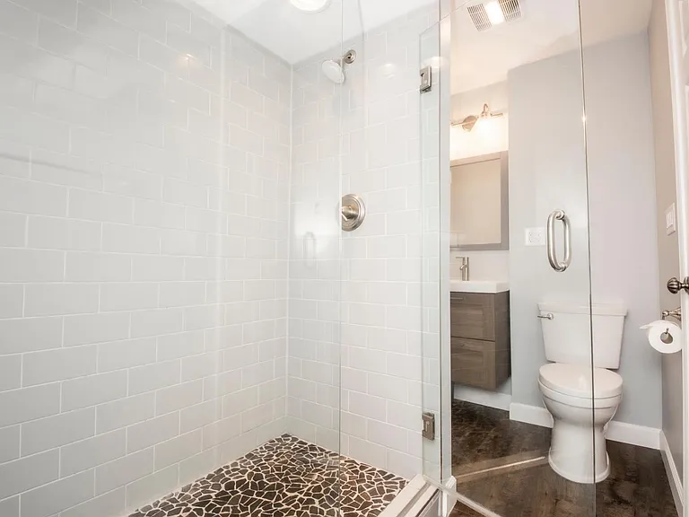 Bathroom #2 (upstairs) Newly remodeled in 2017. Showerhead is also a bluetooth speaker!