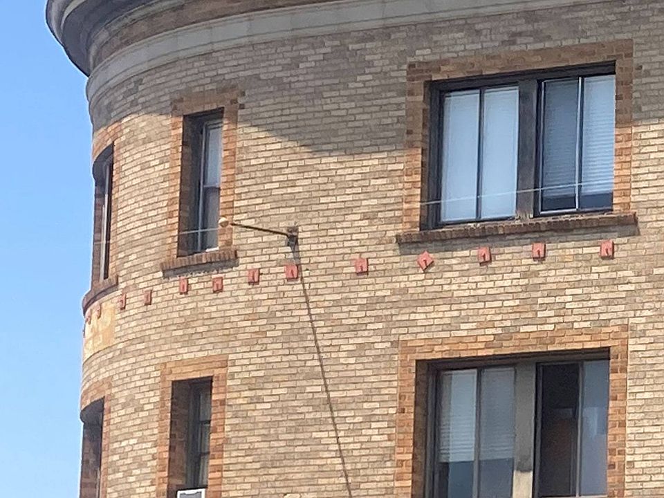 Architectural detail of the Western At Rosewood apartment building in Los Angeles, California.