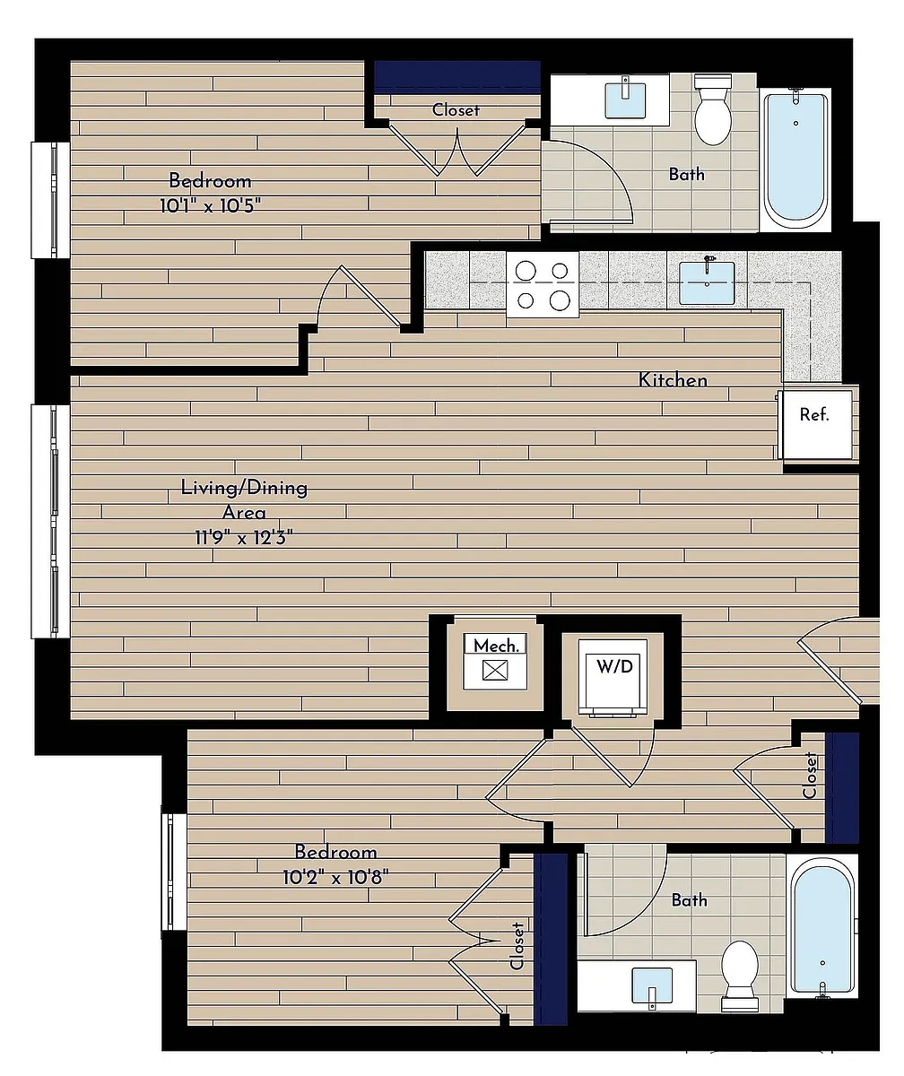 Floor plan B 2BR-B