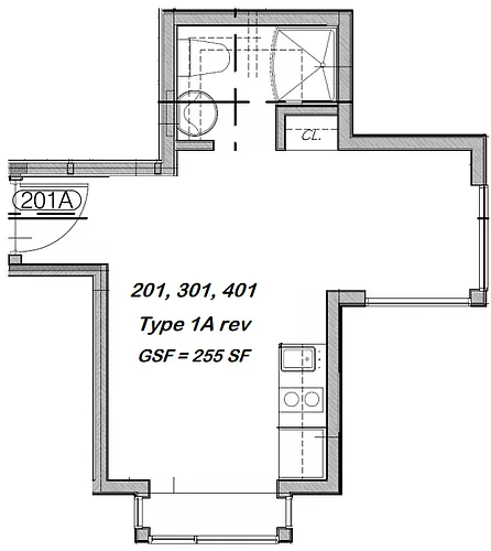 Floor plan Studio - 255 sqft