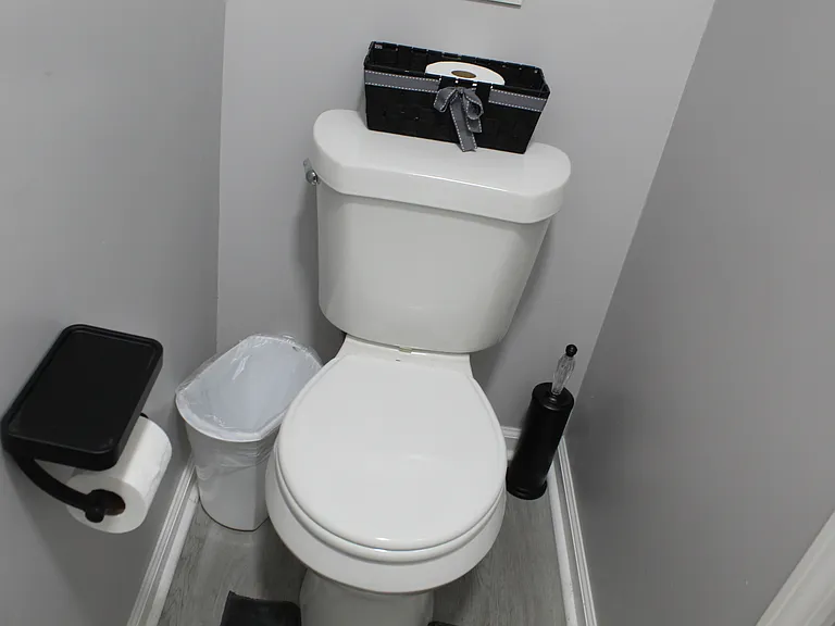 There is a toilet cubby area for a bit of privacy.
