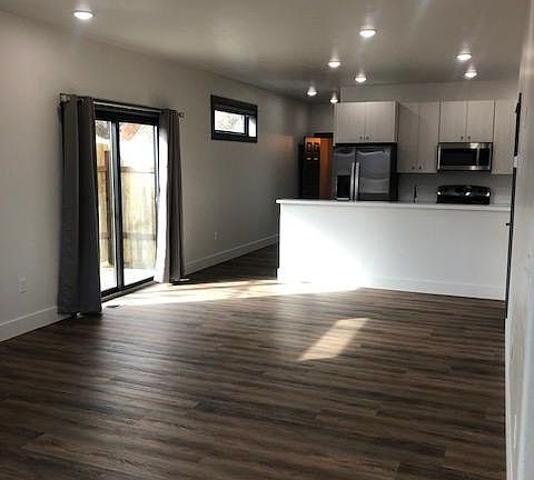 Living area and kitchen