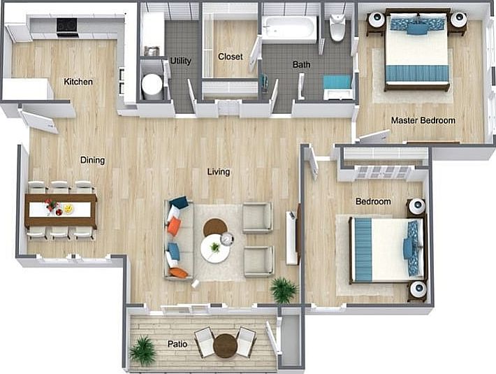 The Saratoga _ two bedrooms and 1,051 sq ft of flexible space. The Saratoga _ two bedrooms and 1,051 sq ft of flexible space.