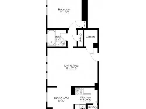 Floor plan 1 Bed 1 Bath