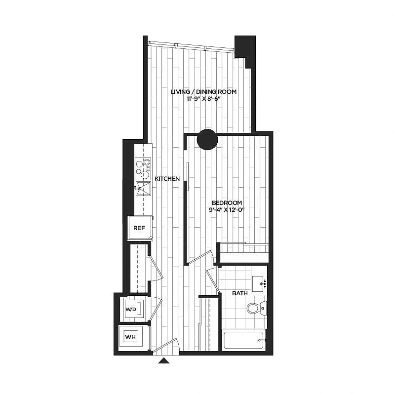 Floor plan 1 Bed - 1 Bath | AJ3
