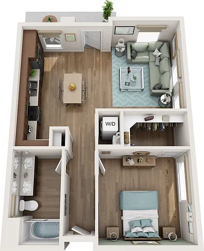 Floor plan One Bedroom B1A