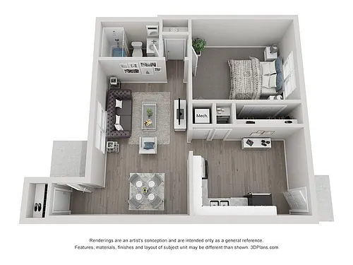 Floor plan 1x1 Upgraded