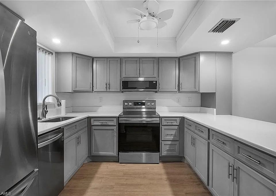 Newly renovated kitchen with new appliances.