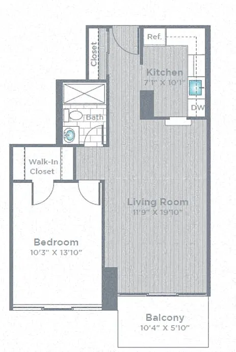 Floor plan 1 Bed 1 Bath _670A