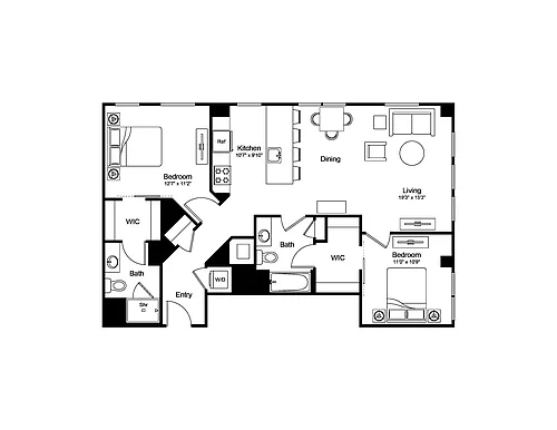 Floor plan 2 Bed/2 Bath PH-B7