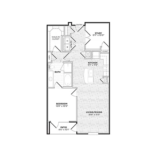 Floor plan A6D - One Bedroom