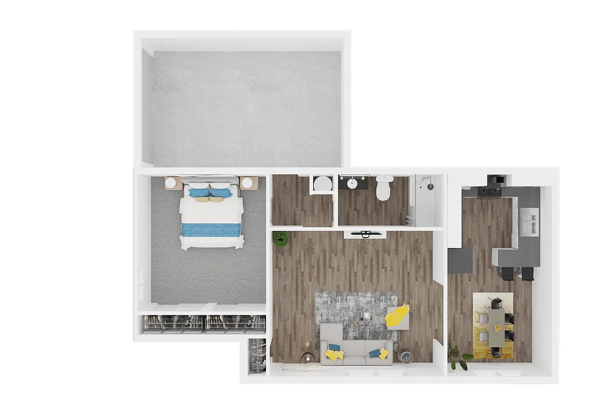 Floor plan Aspen- One Bedroom