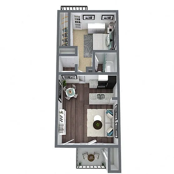 Floor plan A2: 1 Bed 1 Bath