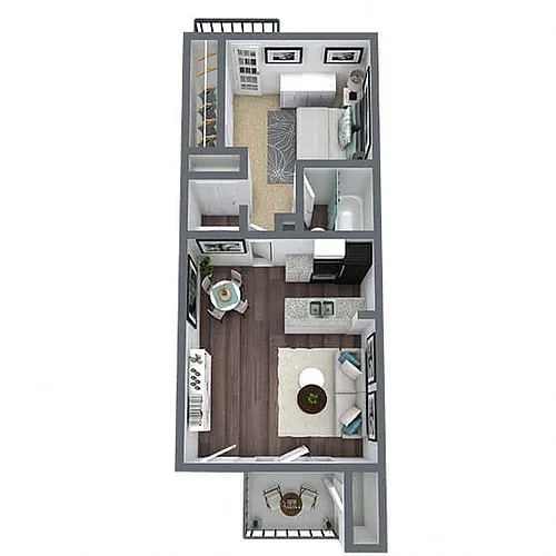 Floor plan A2: 1 Bed 1 Bath