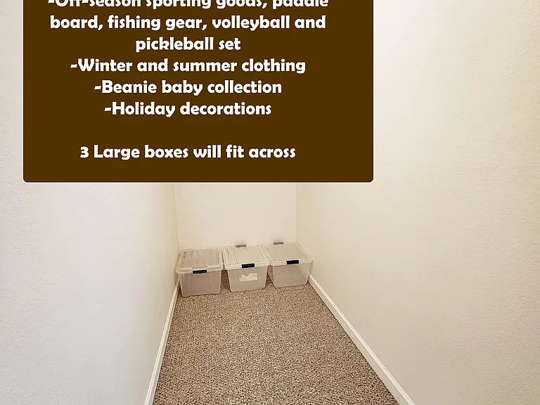 Storage room is off of the secondary bedroom