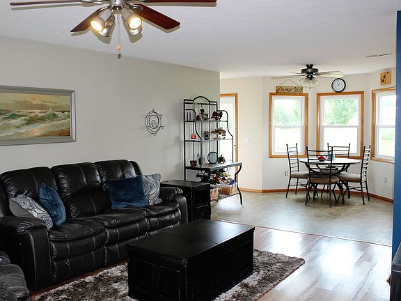 Living room into dining area