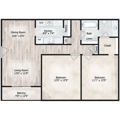 Floor plan Renovated 2 Bed 1 Bath