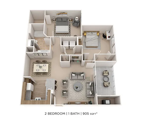 Floor plan Two Bedroom-905 sqft