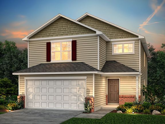 Harris Exterior 8 features brick accents, siding, shakes, covered front door and 2 car garage