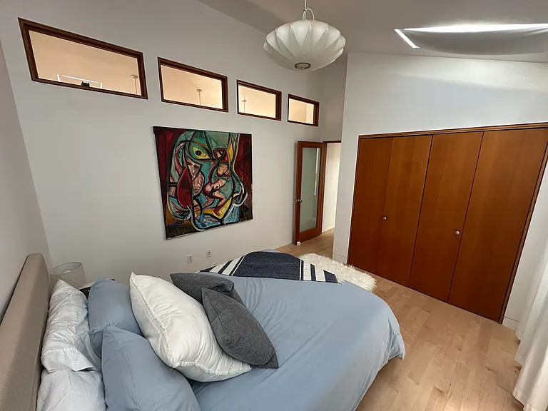 Large guest bedroom, queen size bed (new), skylights, built in closetrge