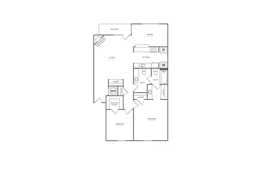Floor plan British Oak (989 SF)
