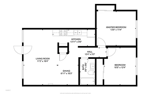 Floor plan 2 Bed 1 Bath