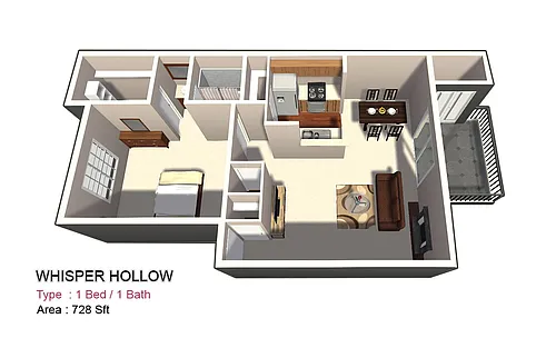 Floor plan One Bed / One Bath