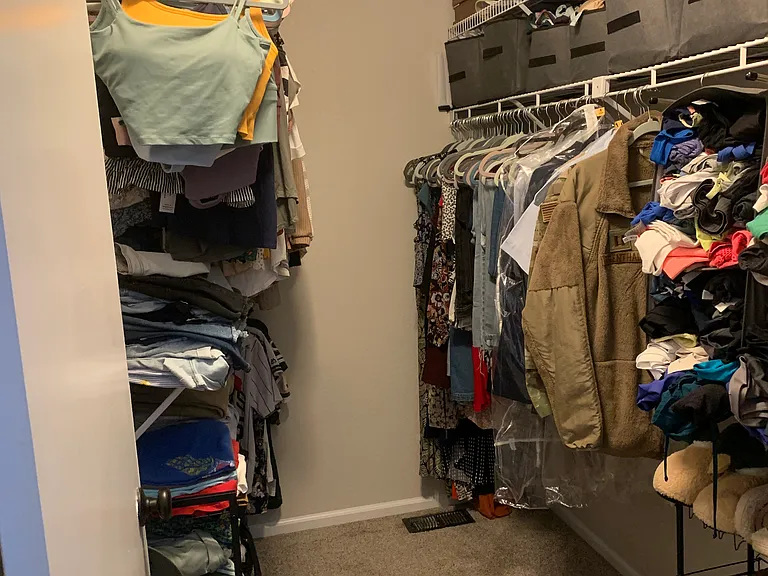 Walk-in closet in master bedroom