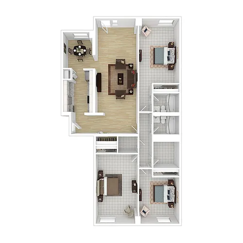 Floor plan Village At Brookline Three Bedroom Flat