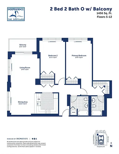 Floor plan 2 Bed 2 Bath O With Balcony
